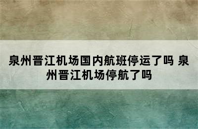 泉州晋江机场国内航班停运了吗 泉州晋江机场停航了吗